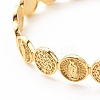 Brass Flat Round with Rosary Jesus Open Cuff Bangle for Women BJEW-B054-04G-4