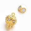 Alloy Rhinestone Magnetic Clasps with Loops PALLOY-M149-01-RS-2