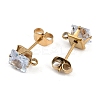 Ion Plating(IP) 304 Stainless Steel Cubic Zirconia Stud Earring Findings STAS-P373-06C-04-2