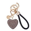 2Pcs 2 Styles PU Leather and Alloy Rhinestone Braided Keychain & Pendant Decorations KEYC-CN0001-11E-1