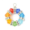 Faceted Glass Copper Wire Wrapped Pendants PALLOY-TA00065-02-1