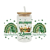 Saint Patrick's Day Theme PET Clear Film Green Shamrock Rub on Transfer Stickers for Glass Cups PW-WG24181-05-1