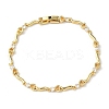 Brass Micro Pave Clear Cubic Zirconia Heart & Twist Link Chain Bracelets for Women BJEW-G764-06G-4