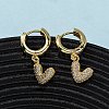 Brass Micro Pave Clear Cubic Zirconia Heart Hoop Earrings EJEW-K267-13G-2