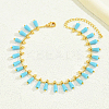 Bohemian Dyed Synthetic Turquoise Cone Tassel Brass Chain Beach Anklets for Women LQ2874-2