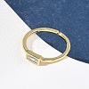 Rectangle Brass with Glass Cuff Rings for Women RJEW-Z111-05G-07-3