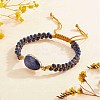 Natural Lapis Lazuli Teardrop Link Braided Bead Bracelet BJEW-SZ0002-54B-3
