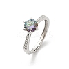 Rhodium Plated 925 Sterling Silver Moissanite Adjustable Rings for Women RJEW-U038-09P-4