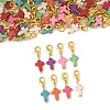 80Pcs Synthetic Turquoise Cross Pendant Decorations HJEW-FS00038-3