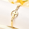201 Stainless Steel Flat Round Link Bangles for Women LS-BJEW-R014-01G-03-1