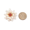 Natural Carnelian & Pearl Braided Bead Flower Lapel Pin JEWB-TA00006-02-3