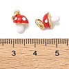 Autumn Brass Enamel Red Mushroom Charms KK-H254-06G-3