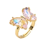 Adjustable Brass Glass Finger Rings RJEW-P148-A01-21-1