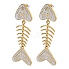 304 Stainless Steel Enamel Dangle Stud Earrings for Women EJEW-L315-06G-02-4