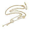 304 Stainless Steel Shell Pearl Clover Pendant Double Layered Necklaces for Women NJEW-U036-01G-4