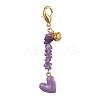 Alloy Enamel Heart Bell Pendant Decoration HJEW-JM01590-3