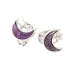 Moon & Star Natural Amethyst Adjustable Rings G-B085-18P-03-1