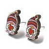 Printing Wood Stud Earrings for Women EJEW-B028-09B-1