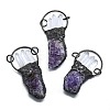 Electroplated Raw Natural Amethyst and Quartz Crystal Big Pendants G-K404-02AB-1