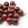 Round Natural Red Rainbow Jasper Pendants G-Q434-14-1