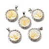 Brass with Natural Shell Carved Pendants KK-Z091-01P-02-1