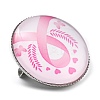 Breast Cancer Awareness Ribbon Glass Brooches JEWB-L019-01G-2