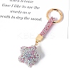 PU Leather & Rhinestone Keychain PW-WG30680-05-1