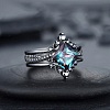 Rhombus Alloy Rhinestone Finger Ring Set for Women PW-WG51C17-03-2