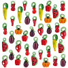 70Pcs 10 Styles Fruit & Vegetable Theme Glass Pendants GGLA-PH0001-69-1