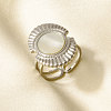 304 Stainless Steel with Natural Shell Cuff Open Rings for Women FC7399-1-1