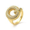 Letter Brass Micro Pave Clear Cubic Zirconia Open Cuff Ring for Women RJEW-N046-03Q-G-1