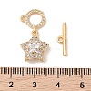 Golden Brass Micro Pave Clear Cubic Zirconia Toggle Clasps KK-B100-040G-01-4