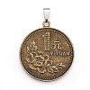 Tibetan Style Alloy Coin Pendants X-PALLOY-E509-01AB-1