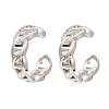 Rack Plating Brass Oval Cuff Earrings with Cubic Zirconia EJEW-D069-08P-1