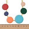 Summer 304 Stainless Steel Colorful Enamel Flat Round Link Chain Necklaces NJEW-S452-01G-3