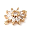 Brass Pave Clear Cubic Zirconia Connector Charms KK-G503-27G-2