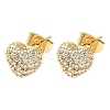 Heart Brass Micro Pave Clear Cubic Zirconia Stud Earrings EJEW-Z144-07G-4
