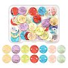 56Pcs 7 Colors Spray Painted Natural Capiz Shell Connector Charms SSHEL-FS0001-09-1
