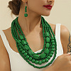 Wood Beaded Multilayer Necklaces & Dangle Earrings Sets WG1A9CE-02-1