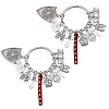 2Pcs Mixed Shapes Alloy & Faux Suede Cord Pendant Decorations HJEW-GA00069-1