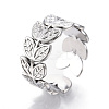 Non-Tarnish 304 Stainless Steel Leaf Cuff Rings RJEW-N038-110P-1