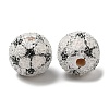 Spray Painted Wood European Beads with Rhinestone RESI-C038-03E-2