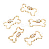5 Pcs Brass Micro Pave Clear Cubic Zirconia Screw Carabiner Lock Charms KK-TA0003-17-2