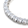 Brass Pave Clear Cubic Zirconia Square Link Bracelets BJEW-B094-09P-2