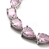 Rack Plating Brass Teardrop Links Bracelets with Glass for Women BJEW-H604-01P-3