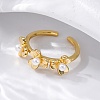 Flower Brass Open Cuff Rings for Women LS-RJEW-G341-01G-3