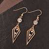 304 Stainless Steel Rhombus Dangle Earrings EJEW-Z129-10RG-2