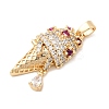 Brass Micro Pave Clear & Hot Pink Cubic Zirconia Pendants KK-A277-35G-2