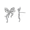 Brass Pave Clear Cubic Zirconia Stud Earring Findings KK-N232-438P-A-3