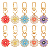10Pcs 5 Styles Daisy Alloy Enamel Pendant Decoration HJEW-PH02102-2